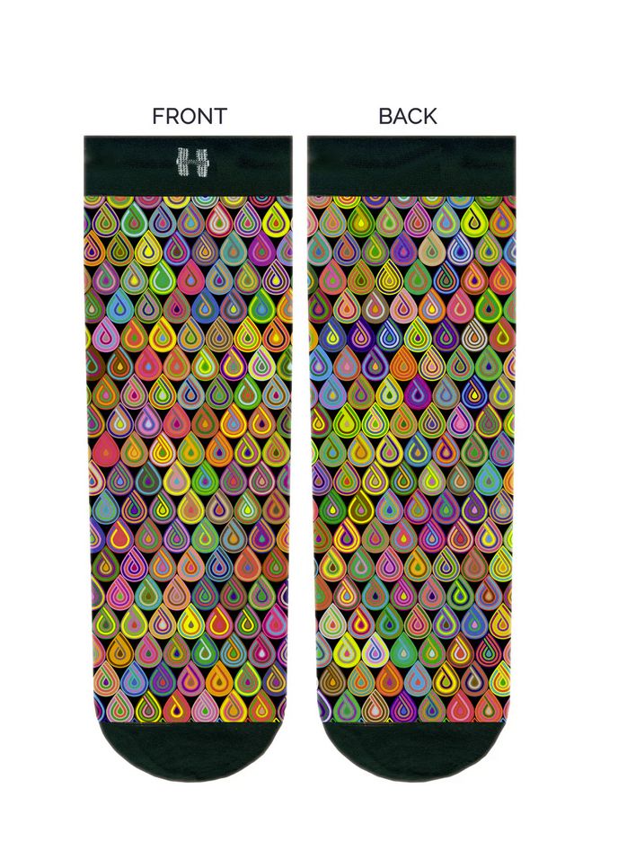 Șosete lungi damă festival HYD Celebration F11 DROPS MULTICOLOR – design artistic multicolor pentru un stil îndrăzneț