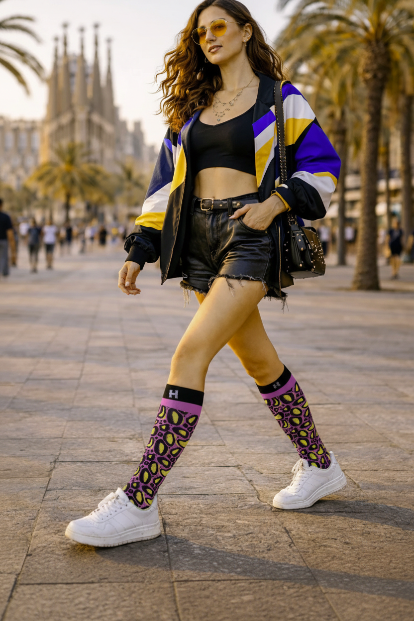 Șosete lungi damă festival HYD Art Fashion – design artistic exclusiv, 20 DEN