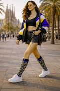 Șosete lungi damă festival HYD Art Fashion – imprimeu artistic, 20 DEN